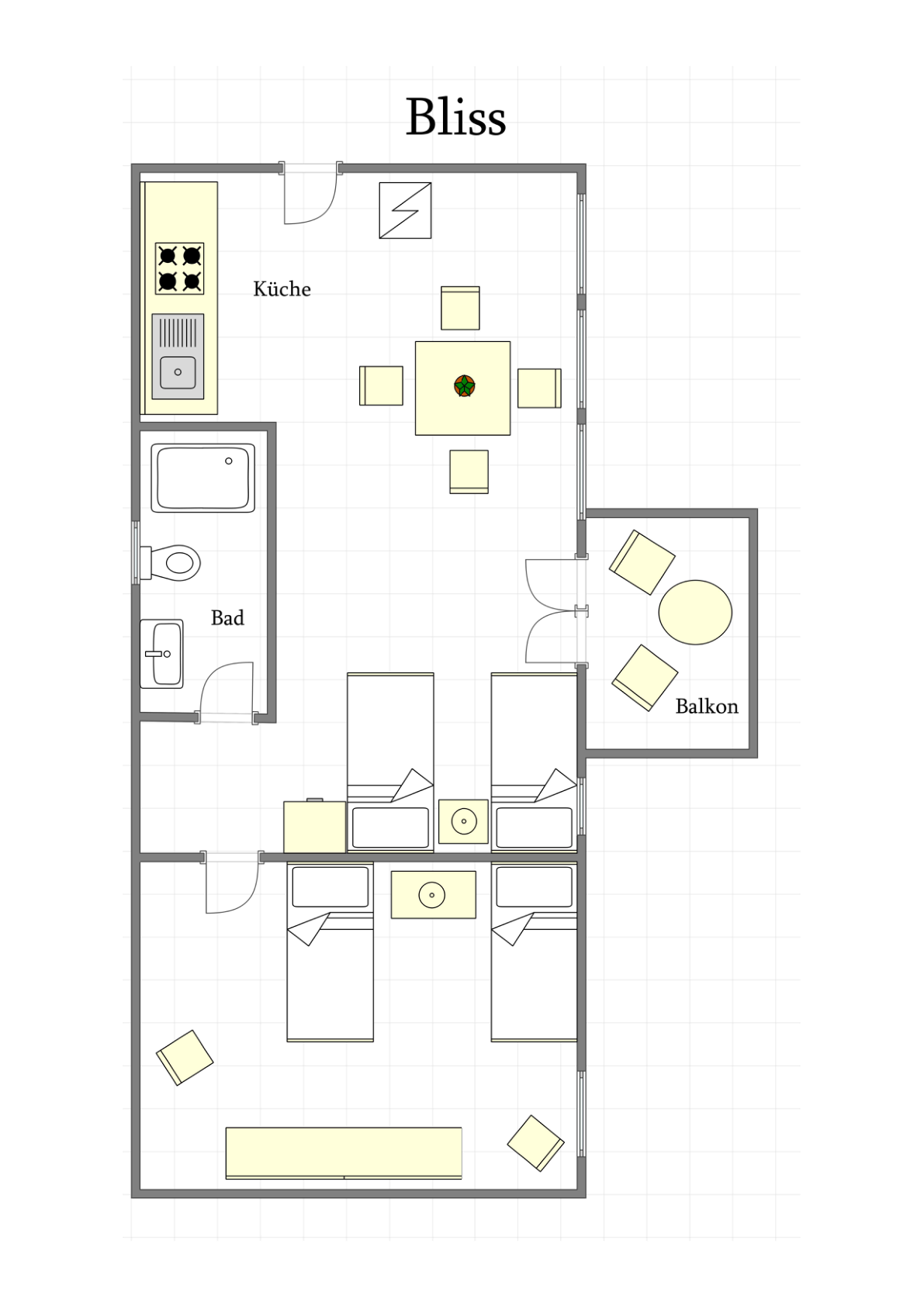 Grundriss der angebotenen Zimmer, Seite 1