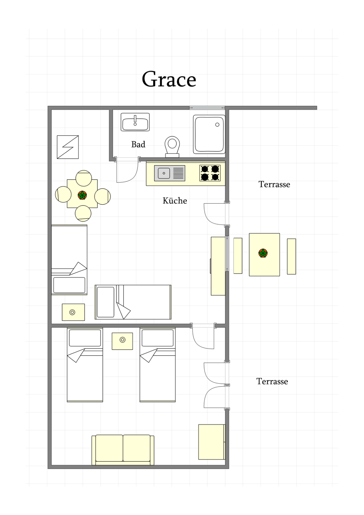 Grundriss der angebotenen Zimmer, Seite 2